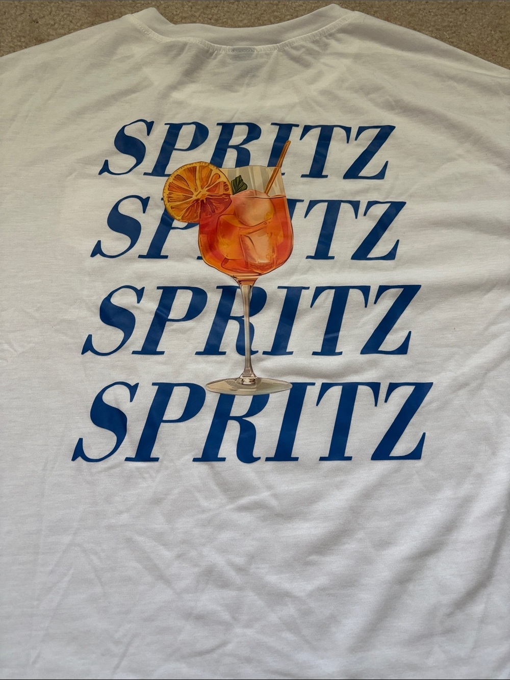 SHEIN White Short-Sleeve Tee with Orange Cocktail Graphic